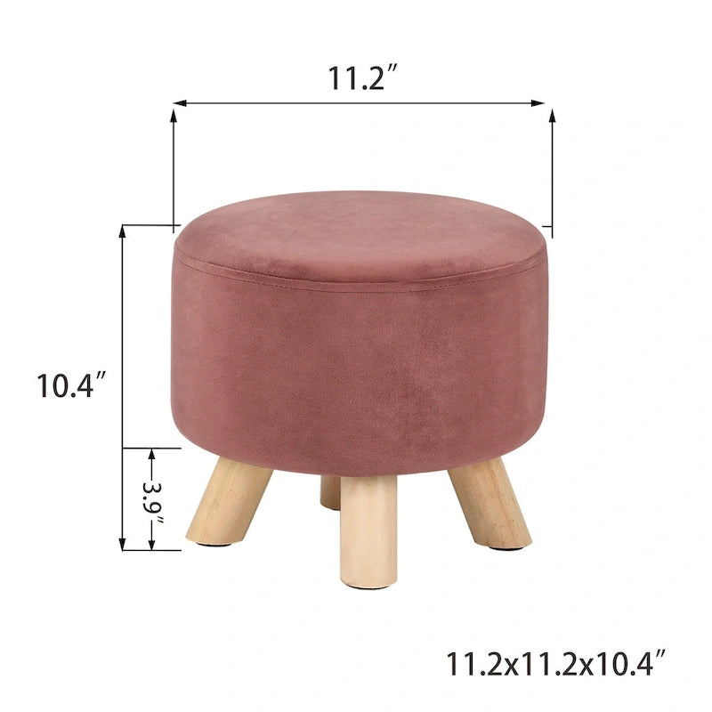 Round Ottoman Velvet Foot Rest Stool with Non-Skid Legs
