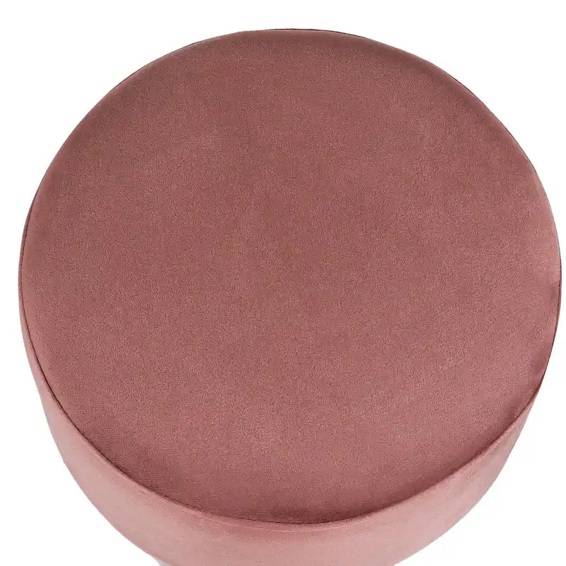 Round Ottoman Velvet Foot Rest Stool with Non-Skid Legs