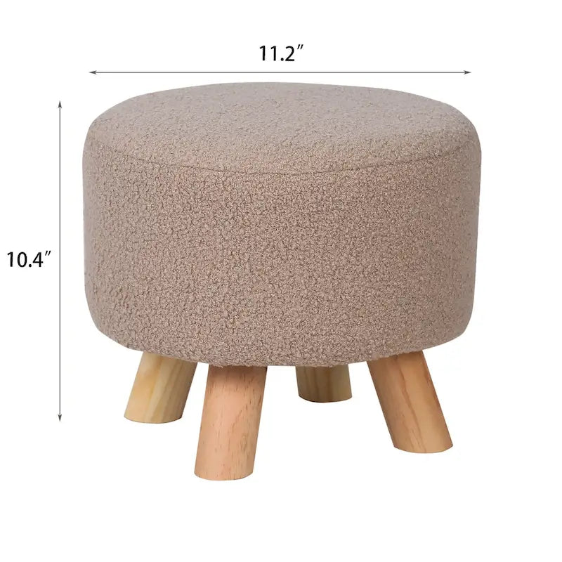Round Ottoman Velvet Foot Rest Stool with Non-Skid Legs