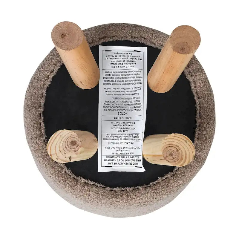 Round Ottoman Velvet Foot Rest Stool with Non-Skid Legs