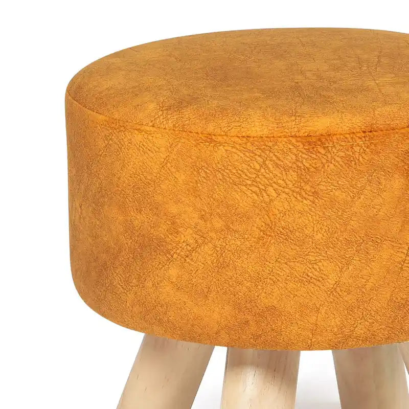 Round Ottoman Velvet Foot Rest Stool with Non-Skid Legs