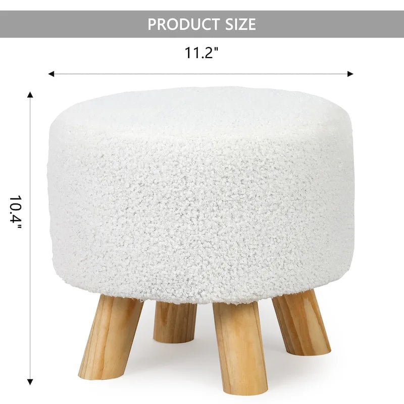 Round Ottoman Velvet Foot Rest Stool with Non-Skid Legs