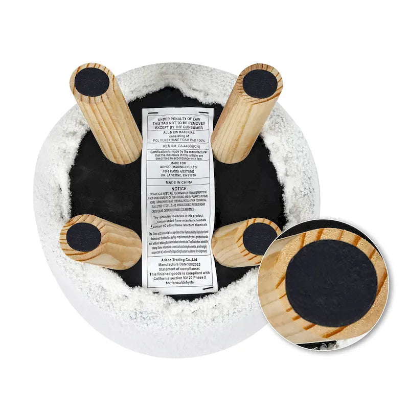 Round Ottoman Velvet Foot Rest Stool with Non-Skid Legs
