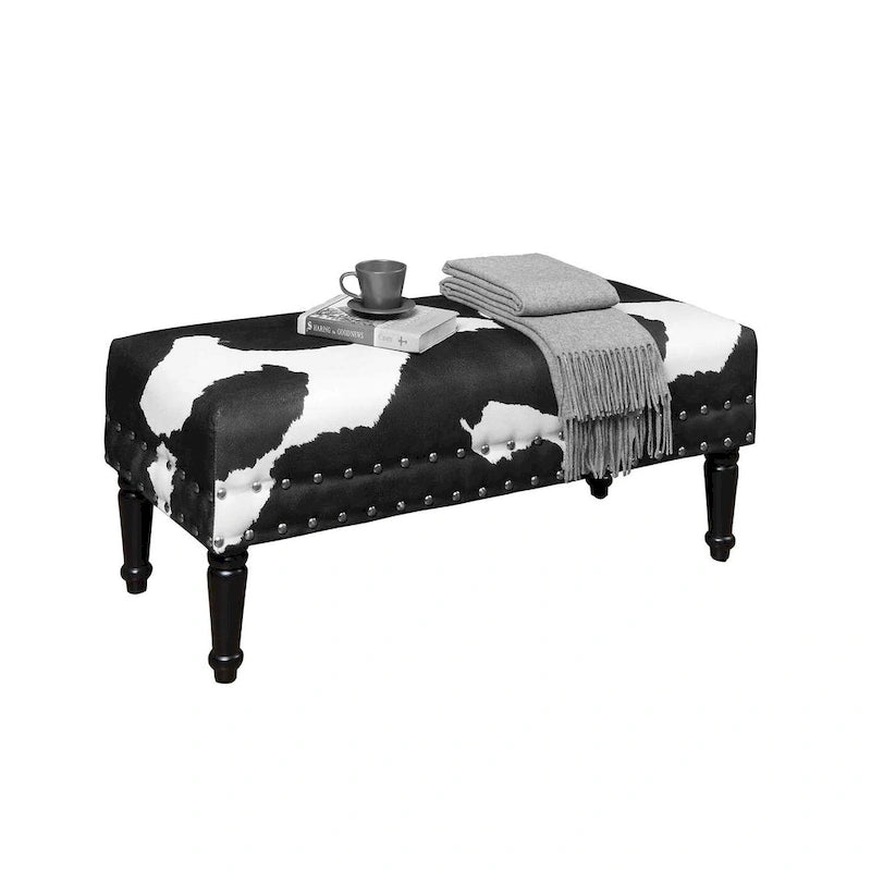 Cow Print Bench with Nailheads