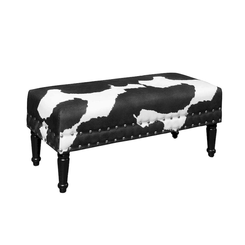 Cow Print Bench with Nailheads