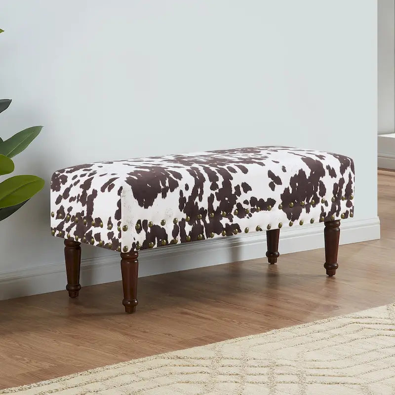 Cow Print Bench with Nailheads