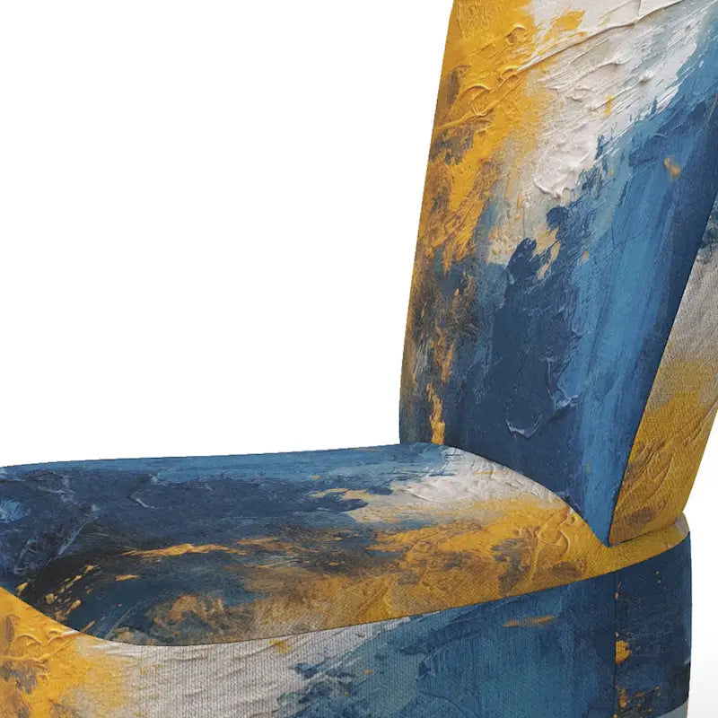 Blue and Yellow Upholstered Abstract Accent Chair and Modern Contemporary Arm Chair