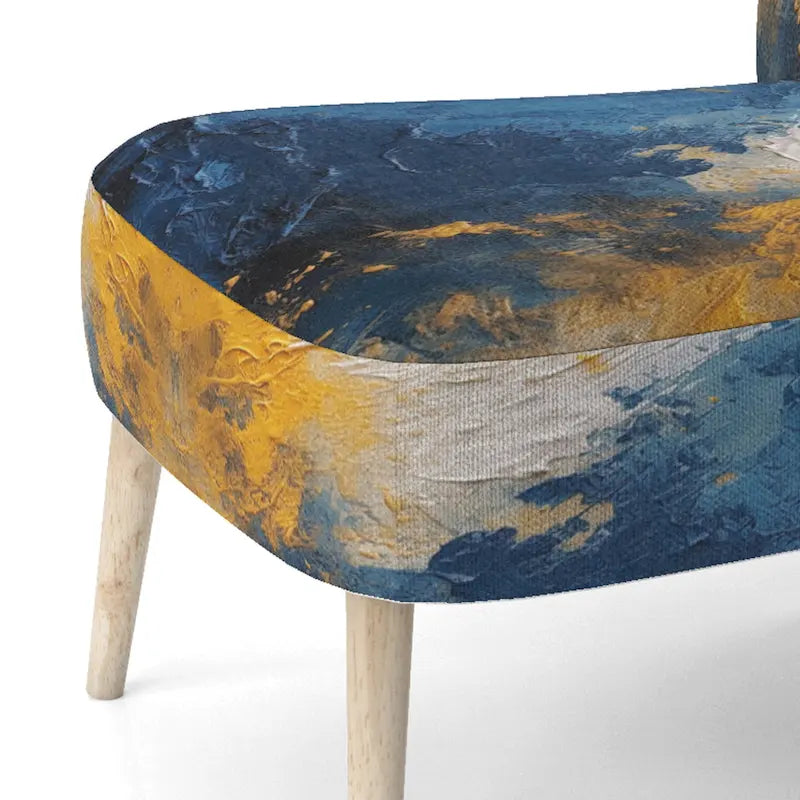 Blue and Yellow Upholstered Abstract Accent Chair and Modern Contemporary Arm Chair