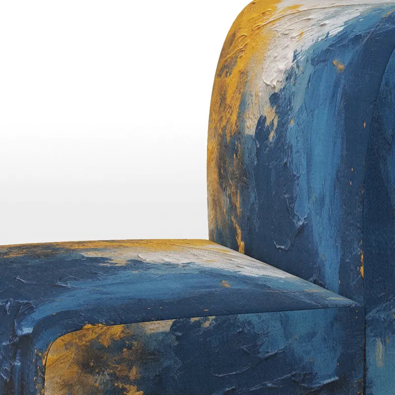 Blue and Yellow Upholstered Abstract Accent Chair and Modern Contemporary Arm Chair