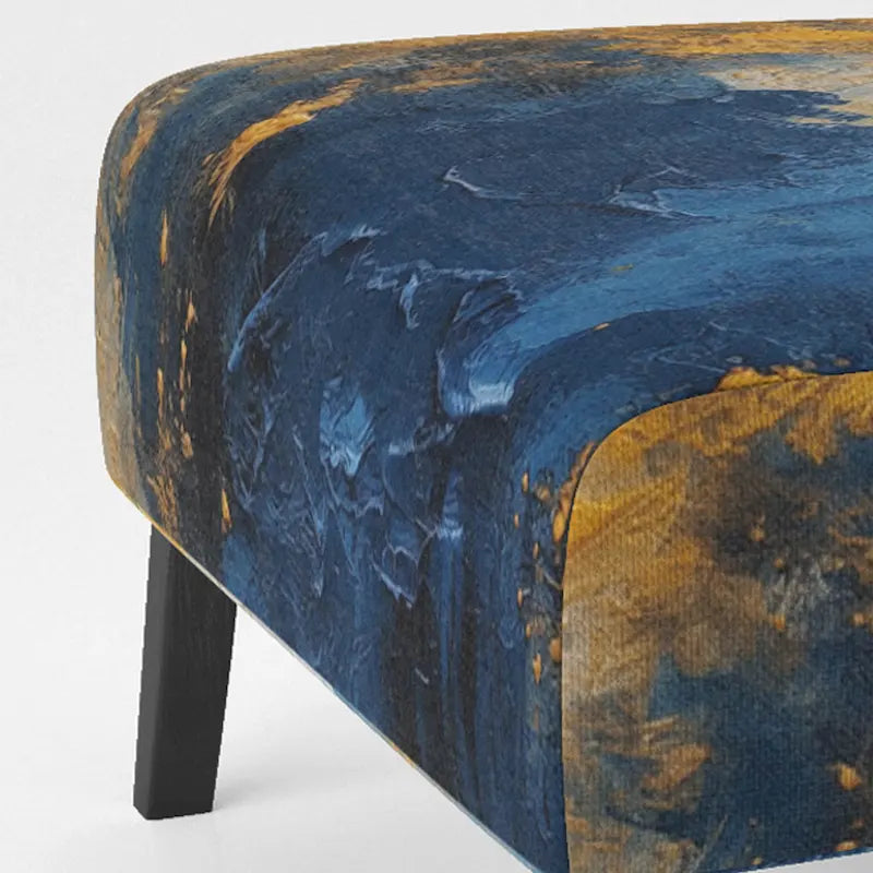Blue and Yellow Upholstered Abstract Accent Chair and Modern Contemporary Arm Chair