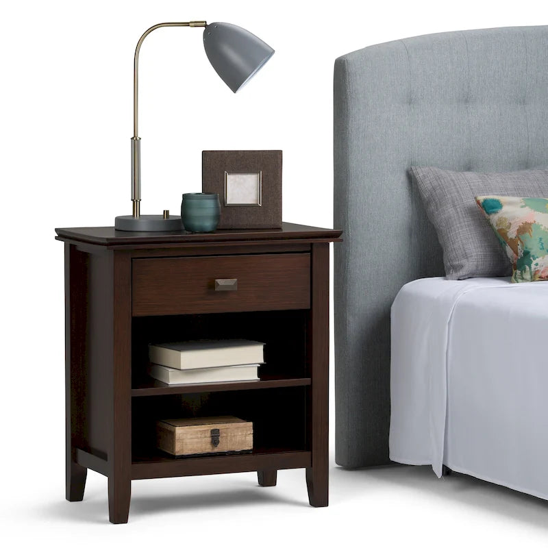 SOLID WOOD 24 inch Wide Bedside Nightstand Table