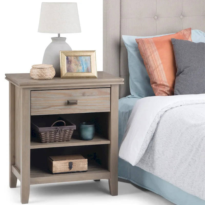 SOLID WOOD 24 inch Wide Bedside Nightstand Table