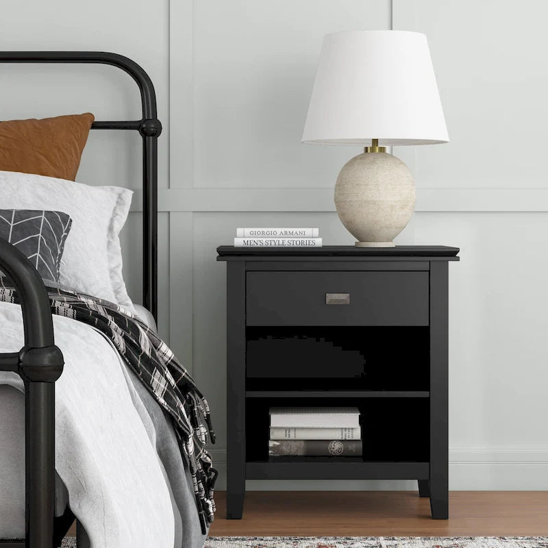 SOLID WOOD 24 inch Wide Bedside Nightstand Table