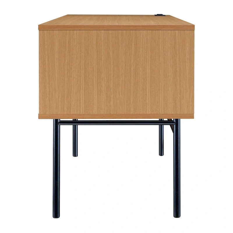 Executive Desk with Drawers, Shelves and Power Port for Home Office
