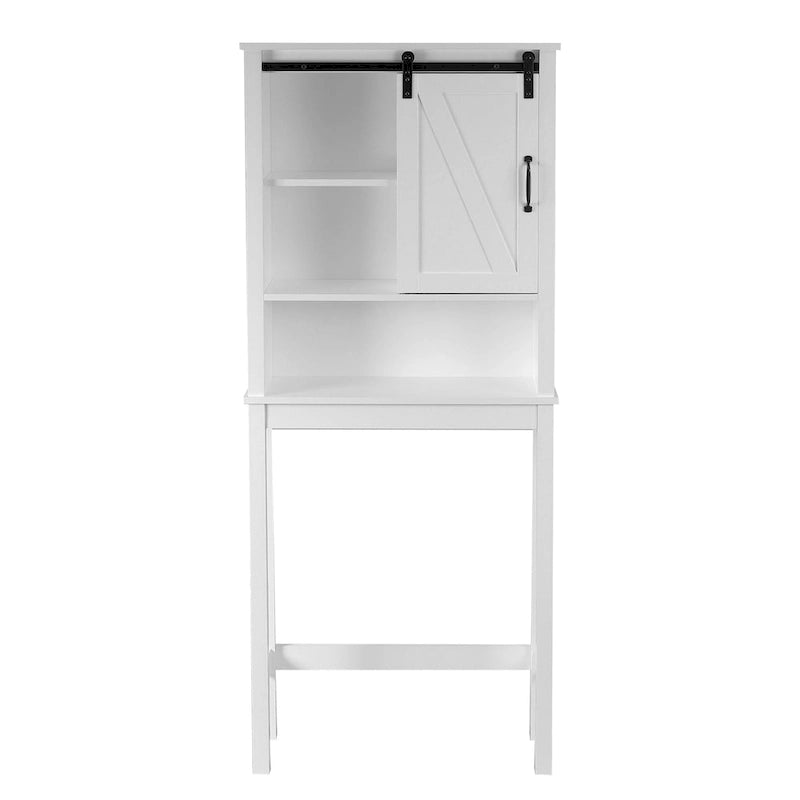 Farmhouse White MDF Wood Over-the-Toilet Space Saver Bathroom Cabinet