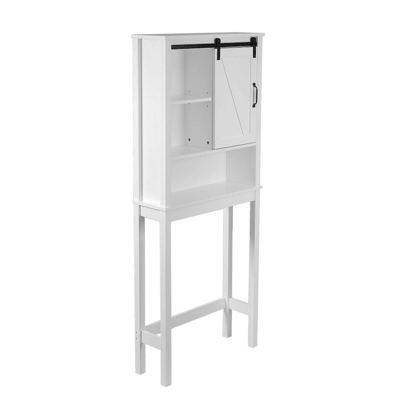Farmhouse White MDF Wood Over-the-Toilet Space Saver Bathroom Cabinet