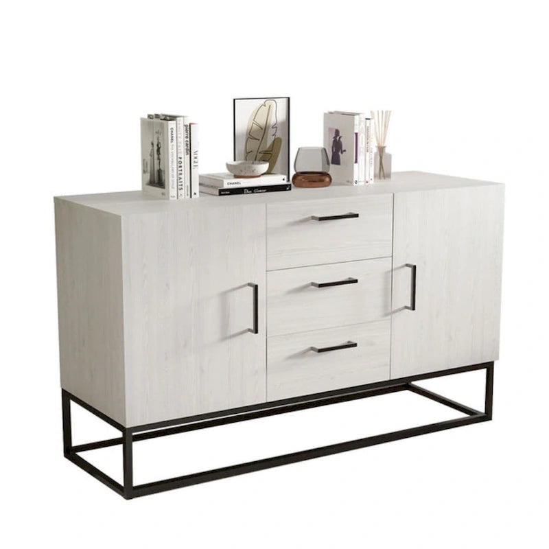 Faux Wood Sideboard with 3 Drawer Server Cabinet