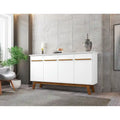 62.99 Sideboard with Solid Wood Legs and 2 Cabinets in Off White and Cinnamon