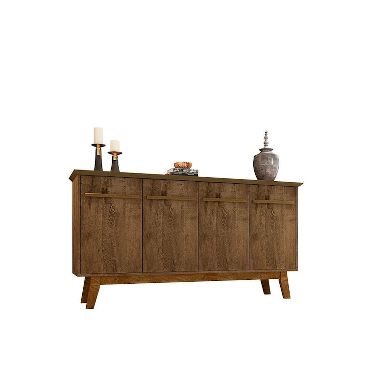 62.99 Sideboard with Solid Wood Legs and 2 Cabinets in Off White and Cinnamon
