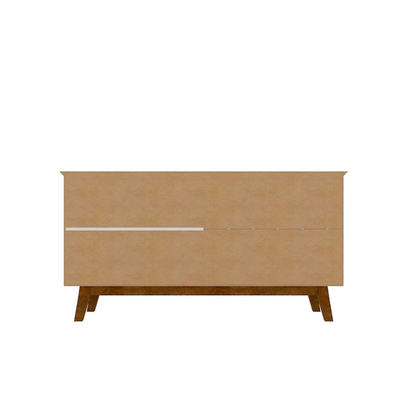 62.99 Sideboard with Solid Wood Legs and 2 Cabinets in Off White and Cinnamon