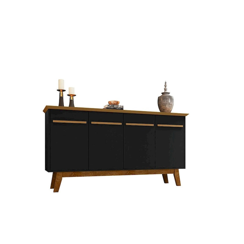62.99 Sideboard with Solid Wood Legs and 2 Cabinets in Off White and Cinnamon