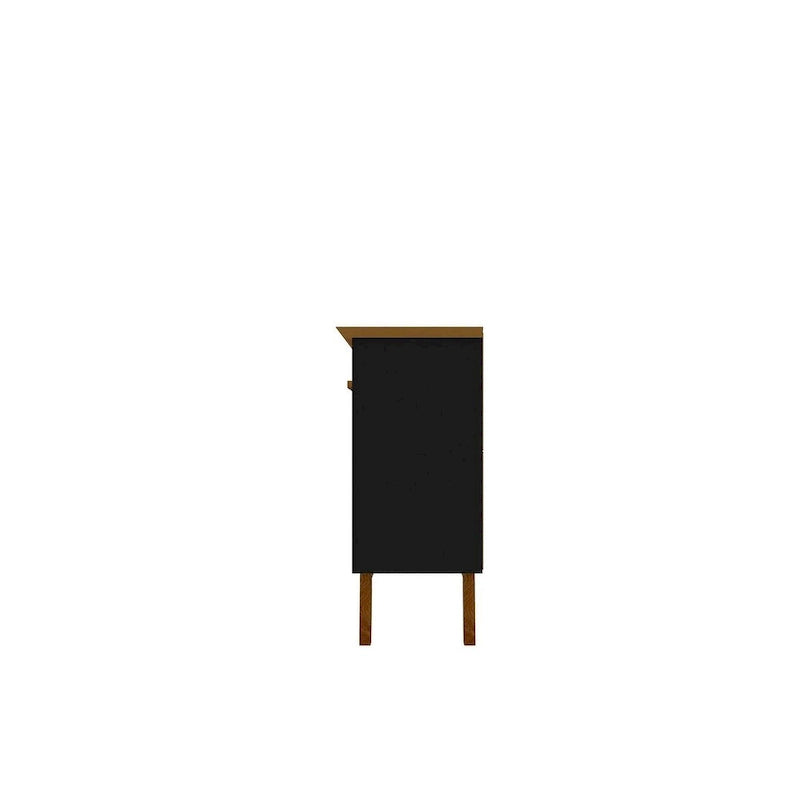 62.99 Sideboard with Solid Wood Legs and 2 Cabinets in Off White and Cinnamon