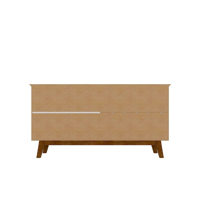 62.99 Sideboard with Solid Wood Legs and 2 Cabinets in Off White and Cinnamon