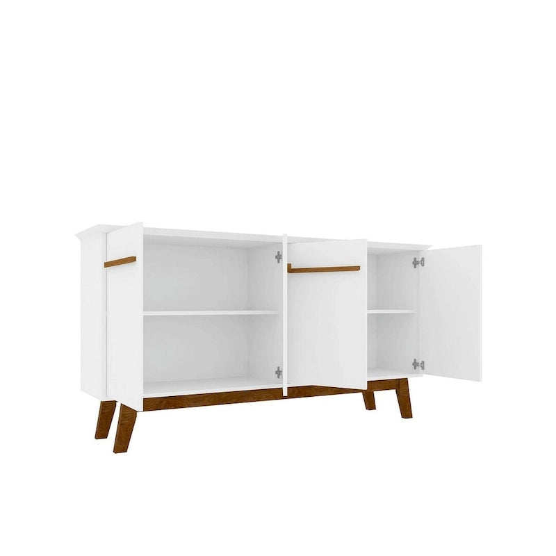 62.99 Sideboard with Solid Wood Legs and 2 Cabinets in Off White and Cinnamon
