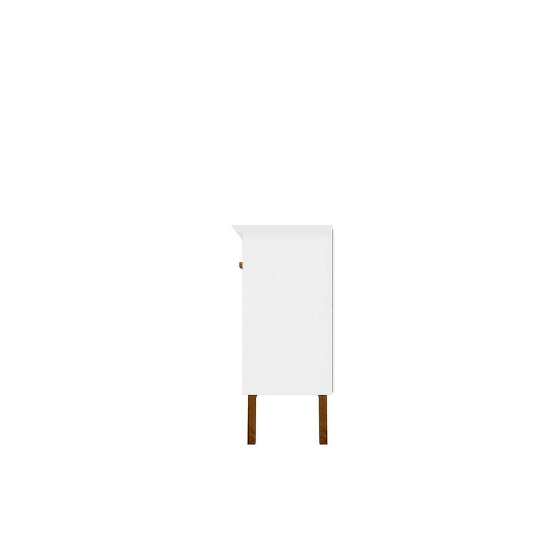 62.99 Sideboard with Solid Wood Legs and 2 Cabinets in Off White and Cinnamon