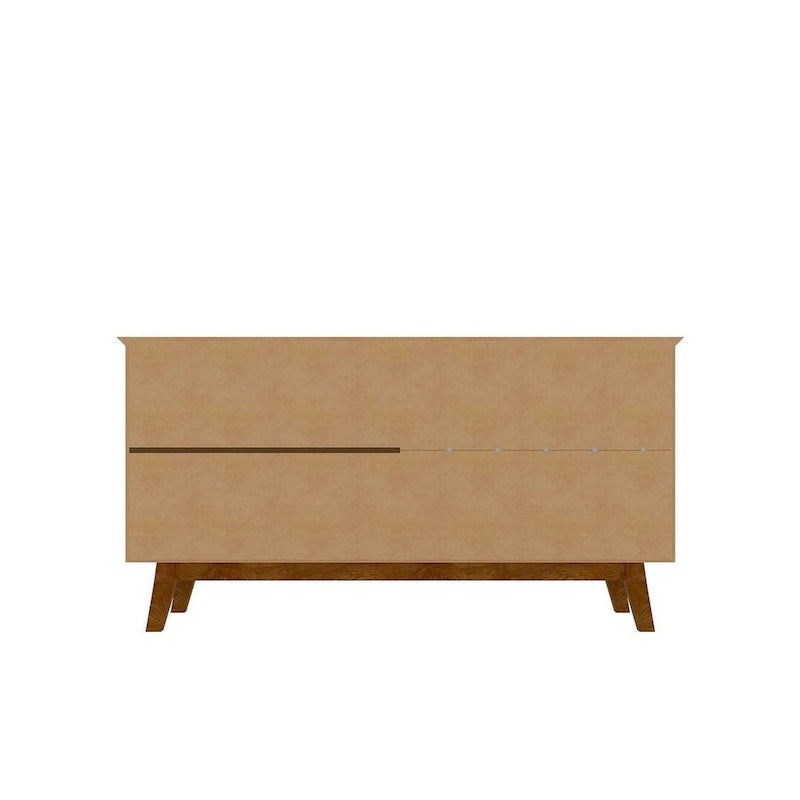 62.99 Sideboard with Solid Wood Legs and 2 Cabinets in Off White and Cinnamon