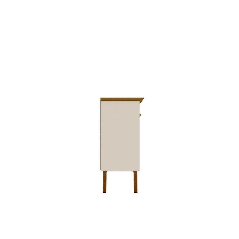 62.99 Sideboard with Solid Wood Legs and 2 Cabinets in Off White and Cinnamon