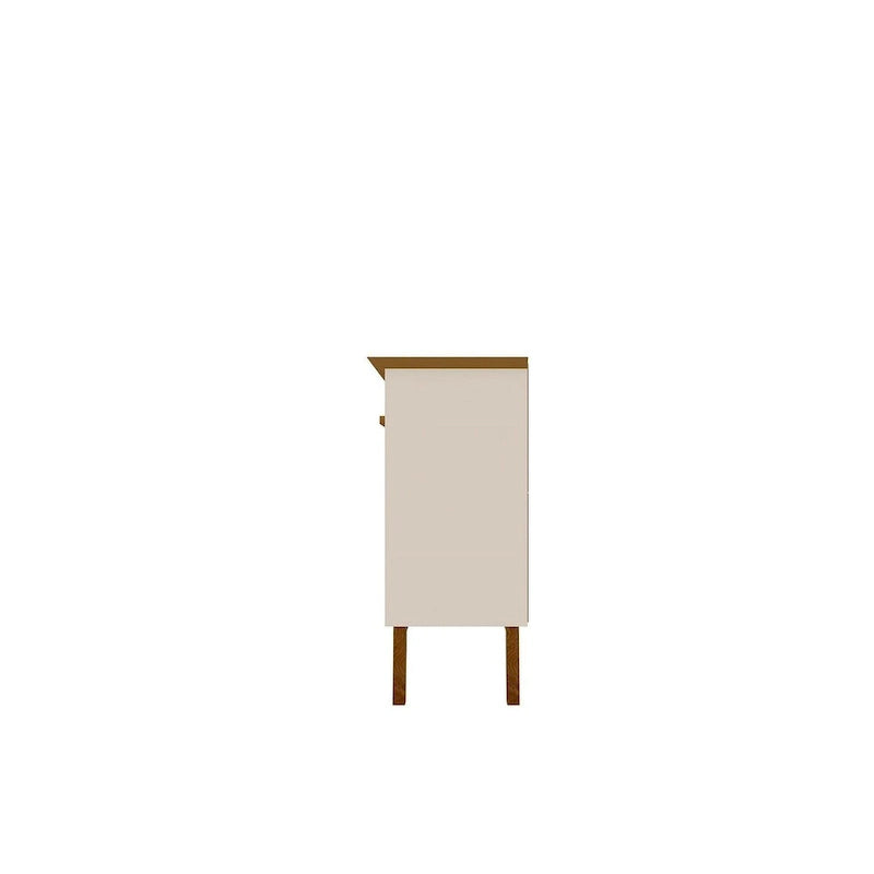 62.99 Sideboard with Solid Wood Legs and 2 Cabinets in Off White and Cinnamon
