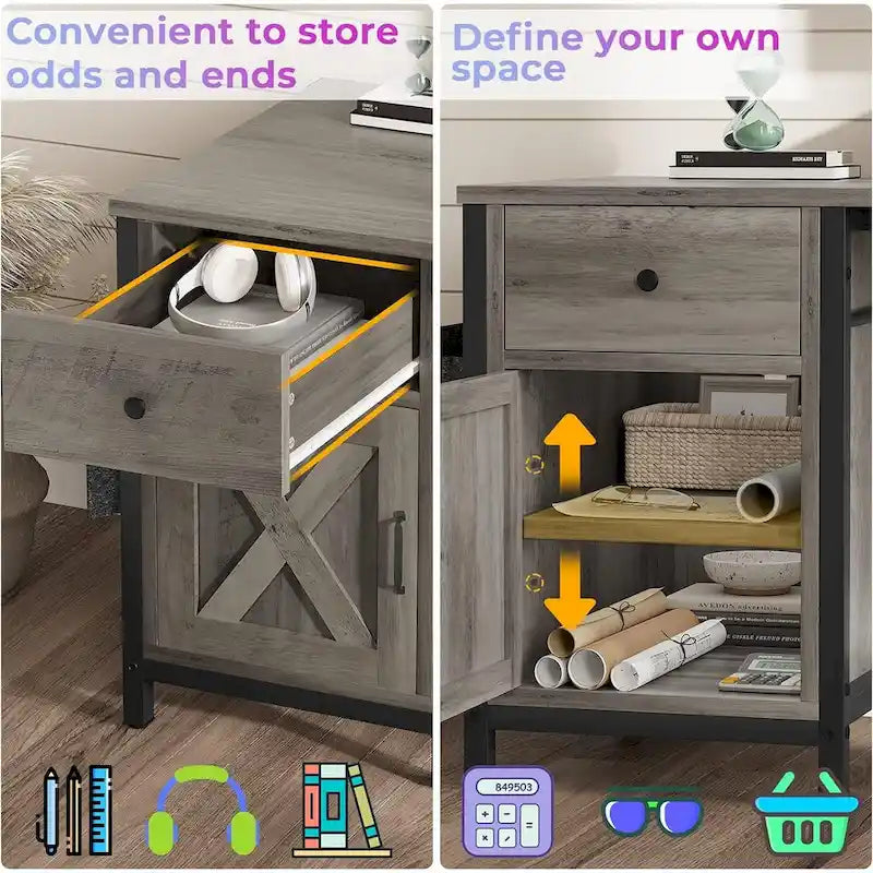 L Shaped Computer Desk Drawer Power Strip Storage Cabinet Storage Bag