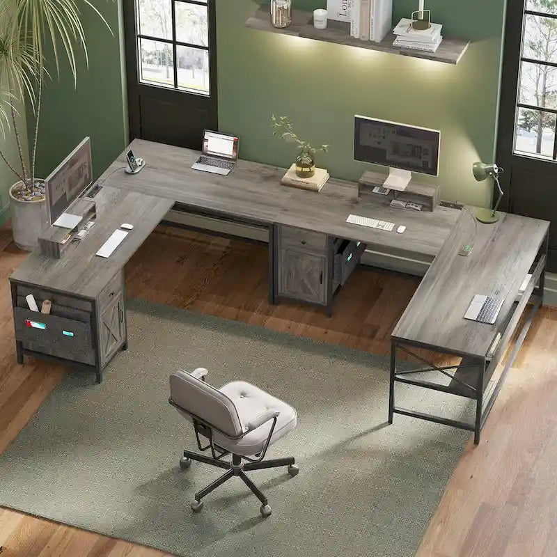 L Shaped Computer Desk Drawer Power Strip Storage Cabinet Storage Bag
