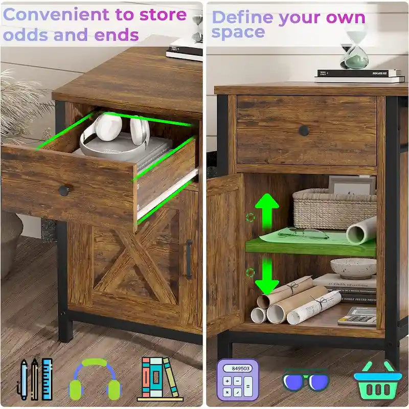 L Shaped Computer Desk Drawer Power Strip Storage Cabinet Storage Bag