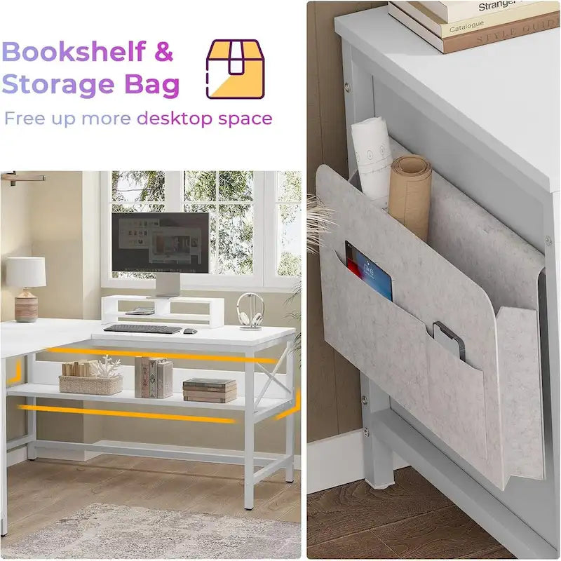 L Shaped Computer Desk Drawer Power Strip Storage Cabinet Storage Bag