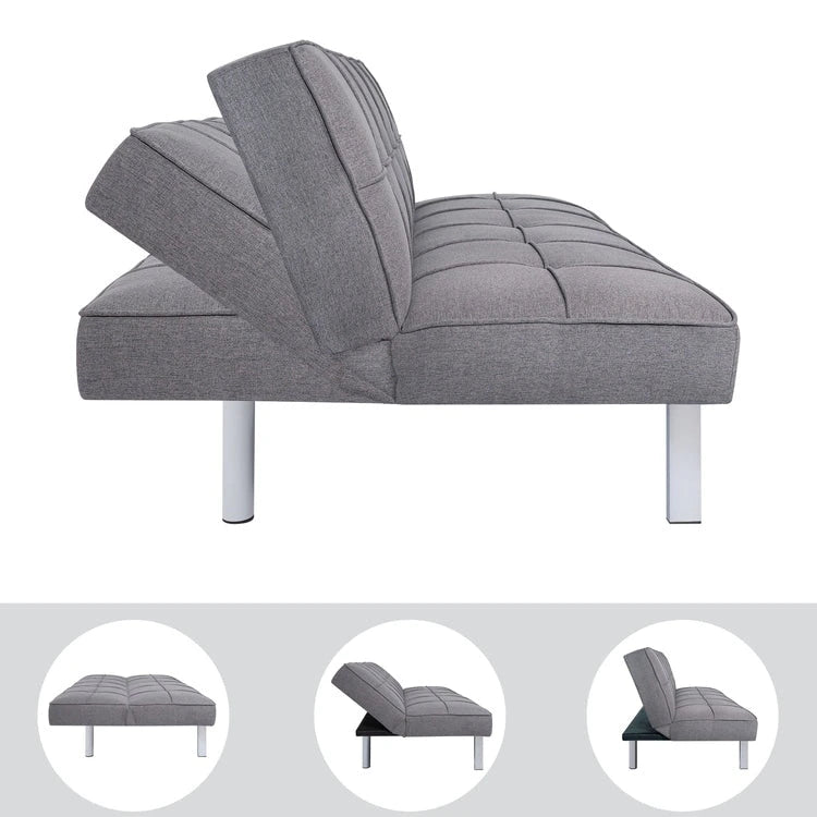 Modern Comfort Futon Sofa Bed, Tufted, Convertible, Linen Fabric, 750 lbs Weight Capacity