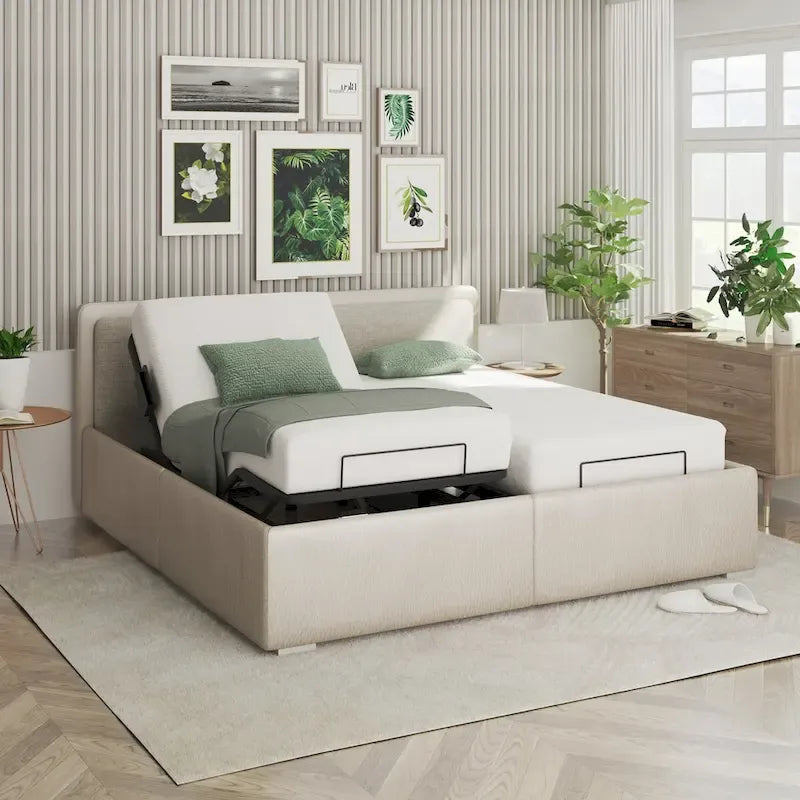 Twin XL/Queen/Split King Size Adjustable Bed Frame, Zero Clearance, Zero Gravity, Mattress Holder