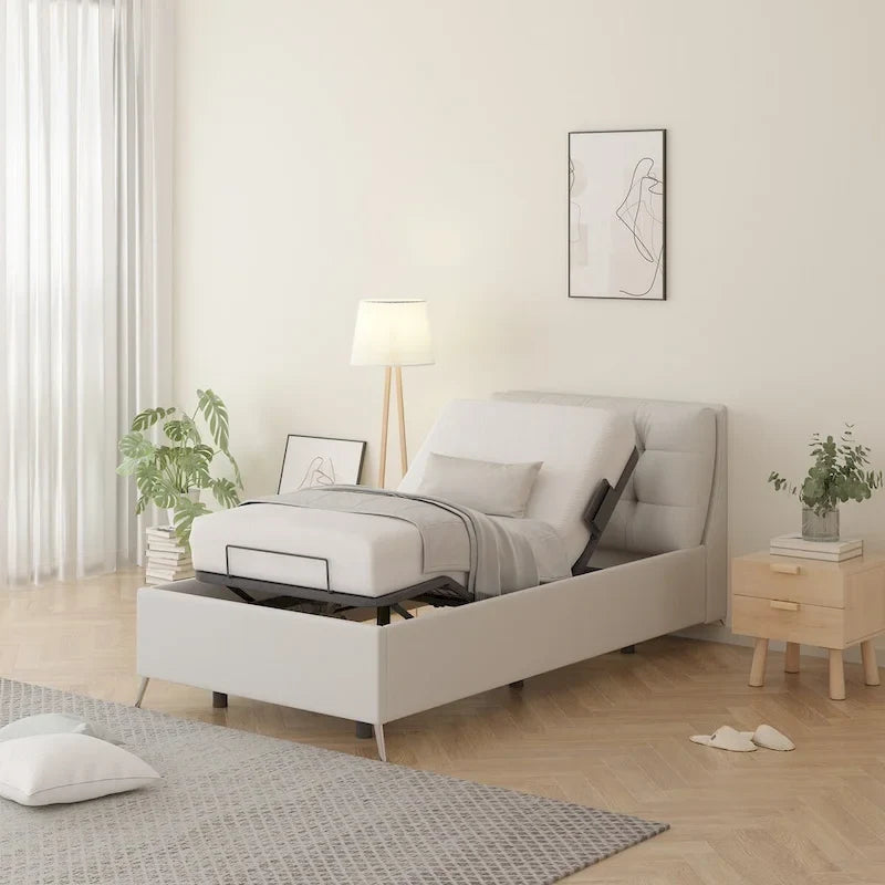 Twin XL/Queen/Split King Size Adjustable Bed Frame, Zero Clearance, Zero Gravity, Mattress Holder
