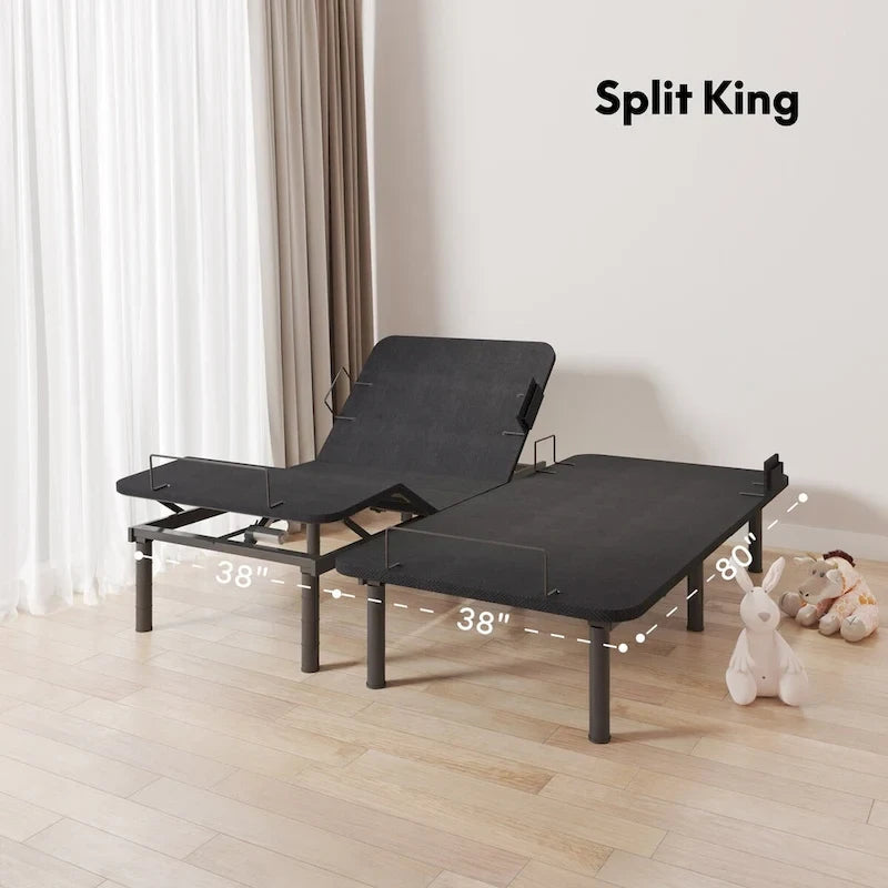 Twin XL/Queen/Split King Size Adjustable Bed Frame, Zero Clearance, Zero Gravity, Mattress Holder