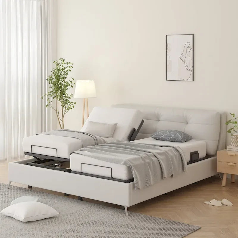 Twin XL/Queen/Split King Size Adjustable Bed Frame, Zero Clearance, Zero Gravity, Mattress Holder