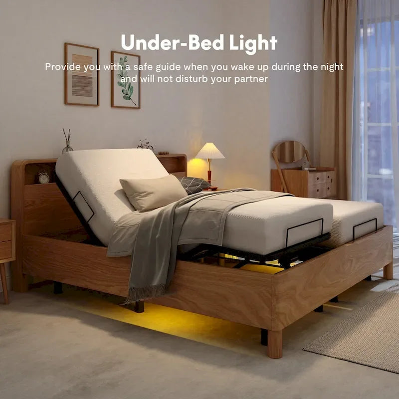 Twin XL/Queen/Split King Size Adjustable Bed Frame, Zero Clearance, Zero Gravity, Mattress Holder