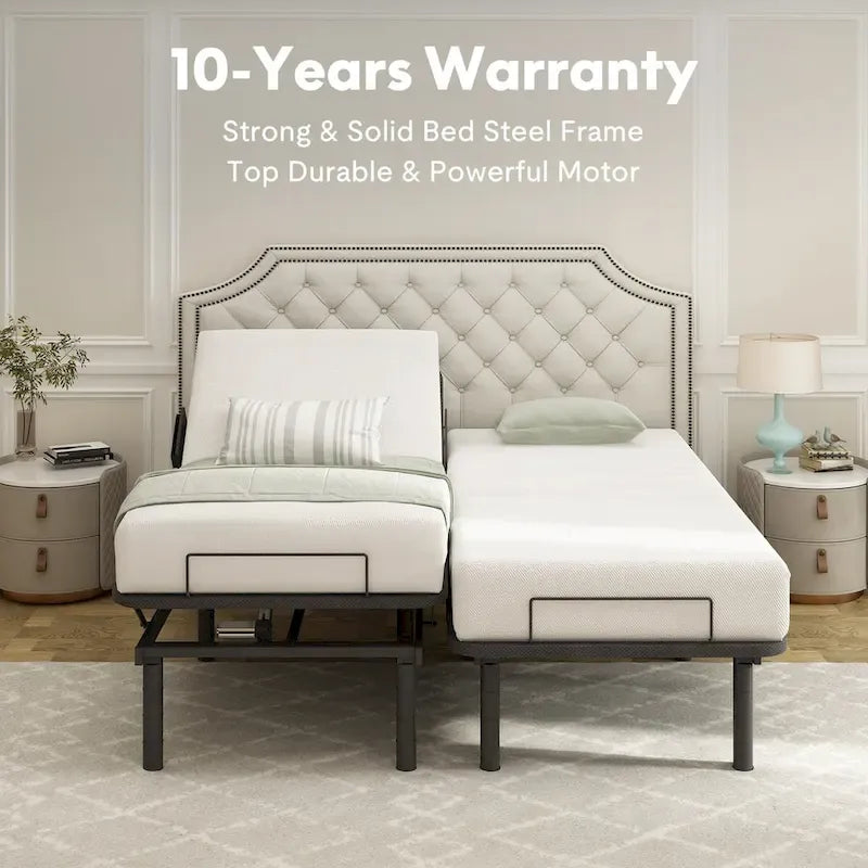 Twin XL/Queen/Split King Size Adjustable Bed Frame, Zero Clearance, Zero Gravity, Mattress Holder