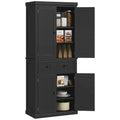 72 Kitchen Pantry Storage Cabinet, Traditional Freestanding Cabinet with 4 Doors and 3 Adjustable Shelves, Large Central Drawer