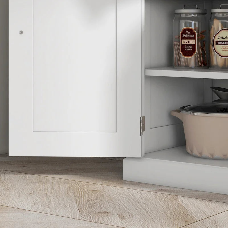 72 Kitchen Pantry Storage Cabinet, Traditional Freestanding Cabinet with 4 Doors and 3 Adjustable Shelves, Large Central Drawer