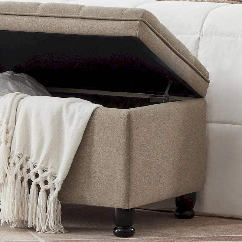 Upholstered Tufted Button Storage Bench