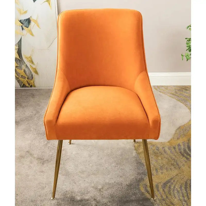 Luxury Velvet Chair with Elegant Scoop Back Design Gold Metal Legs and Soft Upholstery Comfortable Seating