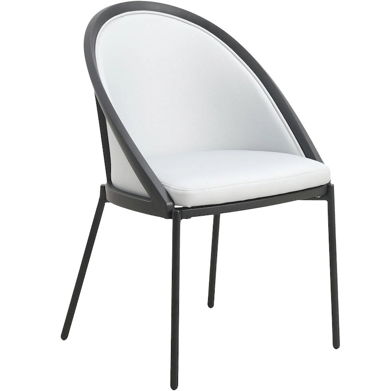 Upholstered Faux Leather Dining Chair with Powder Coated Steel Legs
