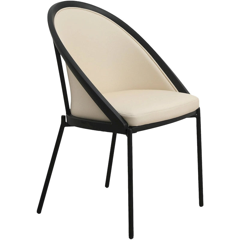 Upholstered Faux Leather Dining Chair with Powder Coated Steel Legs
