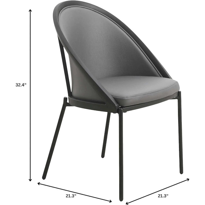 Upholstered Faux Leather Dining Chair with Powder Coated Steel Legs